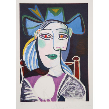 Pablo Picasso "Buste De Femme Au Chapeau Bleu, 9-D" Lithograph