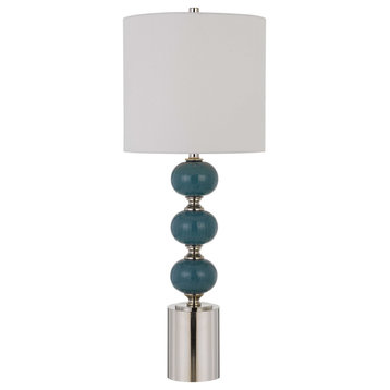 Metal and Ceramic Table Lamp in Slate Blue