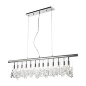 Sparkling 13-Light Full Lead Crystal Chrome Finish Linear Pendant