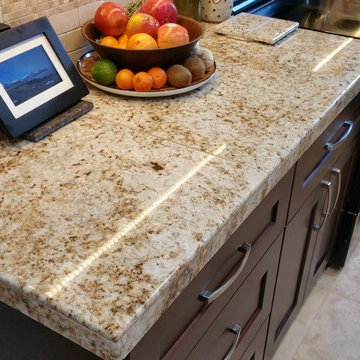 Tuscany Blend Travertine Flooring and Granite Mini-Slab Remodel w/ Mosaics