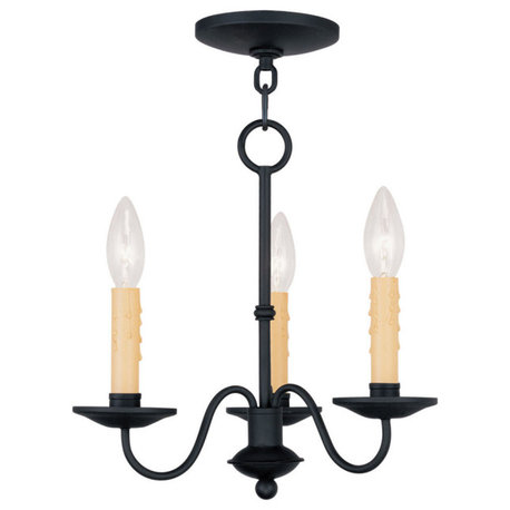 Livex Lighting Heritage - Three Light Mini-Chandelier, Black Finish