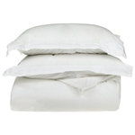 Blue Nile Mills - 3PC Solid Breathable Duvet Cover & Pillow Sham Set, White, King/California King - Make a bed you'll never want to leave with the Egyptian Cotton Duvet Cover with Matching Pillow Shams. Crafted from 100% Egyptian Cotton with a cozy 300-thread count, the longer fibers and tight weave construction make this set softer and more durable than any other type of Cotton. This duvet fastens with a clear, hidden buttons to provide a clean, streamlined look to your bedding ensemble.