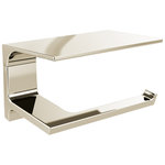 Delta - Delta Pivotal Tissue Holder With Shelf, Polished Nickel, 79956-PN - The confident slant of the Pivotal Bath Collection makes it a striking addition to a bathroom's contemporary geometry for a look that makes a statement. Complete the look of your bath with this Pivotal Tissue Holder with Shelf. Delta makes installation a breeze for the weekend DIYer by including all mounting hardware and easy-to-understand installation instructions.  This glossy finish provides a delicate elegance that can make almost any room pop. The polished surface reflects back deep shadows from your space, creating contrast within the pale gold tones which takes on a new light from every angle. Brilliance finishes are durable, long-lasting and guaranteed not to corrode, tarnish or discolor, so you can enjoy a coordinated bath you'll love to look at for life.  You can install with confidence, knowing that Delta backs its bath hardware with a Lifetime Limited Warranty.