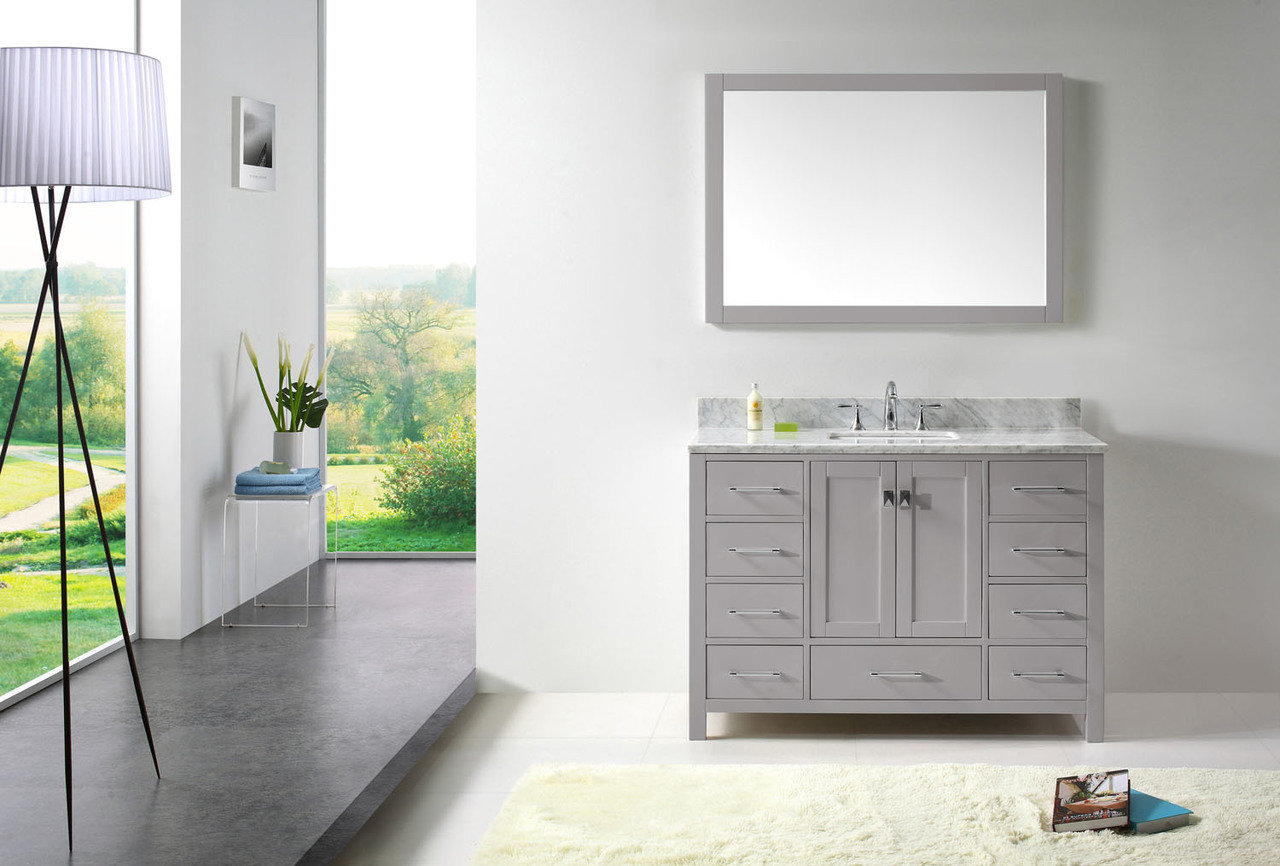 Caroline Avenue48" Vanity With Marble Top and Square Sink With Mirror ...