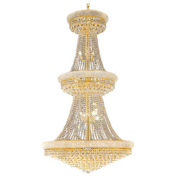 Bagel Design 38 Light 42" Gold Chandelier With Clear European Crystals