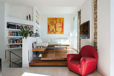 Cette photo montre un salon tendance.