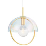 Mitzi - Mitzi H752701L-AGB Meriah 1 Light Pendant 14 Inch - Meriah cascades effortlessly like a pendant necklace, featuring layers of spherical shapes. The aged brass frame hangs within an iridescent glass shade, lending a subtle sparkle to the dome silhouette. Also available in a smaller size.