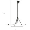 56" Black Tripod Floor Lamp With Black Dome Shade