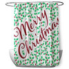 70"Wx73"L Merry Christmas With Holly Shower Curtain, Bright Green