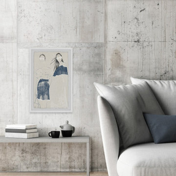 "Blue Pencil Skirt" Framed Painting Print