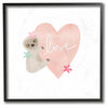 Pastel Sloth Love Hugging a Pink Heart with Flowers Framed Giclee, 12"x12"