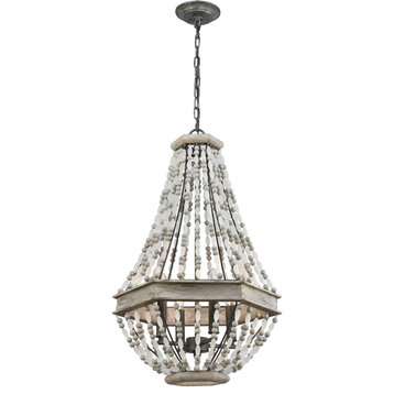 Summerton 4 Light Chandelier, Washed Gray/Malted Rust