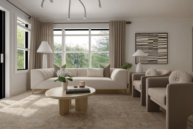 Example of a transitional living room design in New York