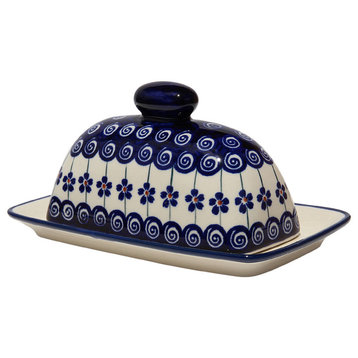 Polish Pottery Butter Dish, Pattern Number: 1085a