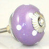 SET OF 2 Ceramic Polka Dot Knobs - White on Purple, Small
