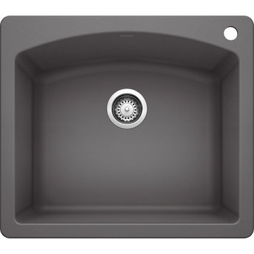 Blanco 441463 22"x25" Granite Single Dual-Mount Kitchen Sink, Cinder