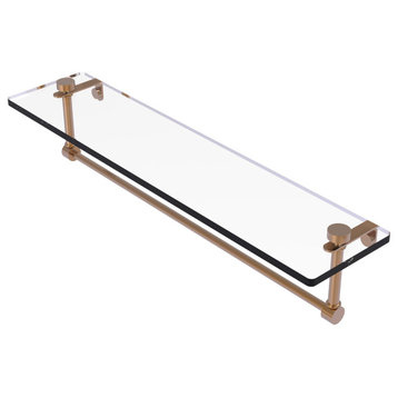 22" Glass Vanity Shelf with Integrated Towel Bar, Brushed Bronze