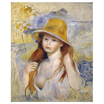 "Young Girl With a Hat" Digital Paper Print by Pierre-Auguste Renoir, 27"x32"