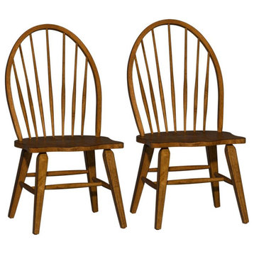 Windsor Back Side Chair-Set of 2 Traditional Brown