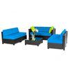 MCombo 7PC Outdoor Garden Patio Rattan Wicker Furniture Sectional Sofa Blue