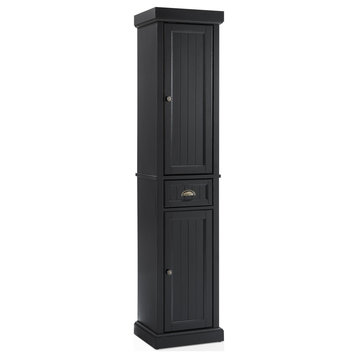 Seaside Tall Linen Cabinet Distressed Black