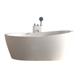 ADM Bathroom Design - ADM Rounded Freestanding Bathtub, White, 70.5" - Bathtubs