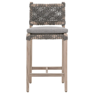 Star International Furniture Woven Costa 28" Wood Outdoor Counter Stool in Gray