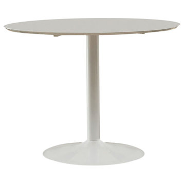 Metal Round Dining Table, White
