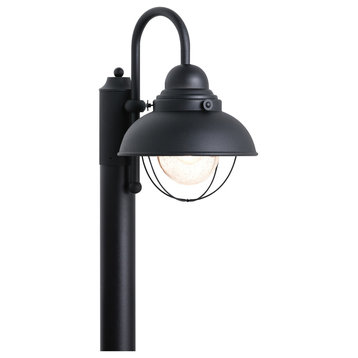 Sea Gull Lighting 1-Light Outdoor Post Lantern, Black