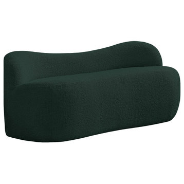 Flair Boucle Fabric Upholstered Bench, Green