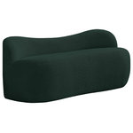 Meridian Furniture - Flair Boucle Fabric Upholstered Bench, Green - Add a contemporary touch to your home with this Flair bench from Meridian Furniture. Its rich green boucle fabric makes a stunning addition to any space. Its curved back provides support for your spine while its overall design creates a stunning accent piece for your modern home. With its ample footprint, this bench provides you with additional seating and is just the right size to fit any living space.