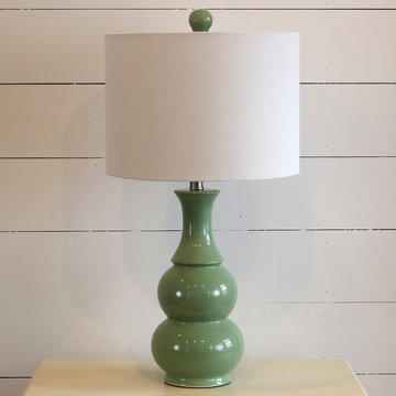 26.5" Green Ceramic Table Lamp