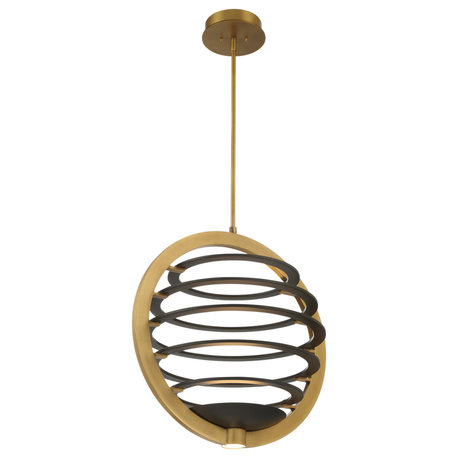 Large LED Chandelier, Brass/Black