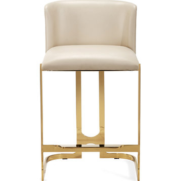 Banks Counter Stool Polished Brass, Cream Latte