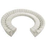 Meridian Furniture - Infinity Channel Tufted Velvet Modular Chair, Cream, 11 Piece - Create a seating group that works for every possible situation with this Infinity 11-piece sectional and other pieces in the Infinity collection. Upholstered in soft cream velvet material that feels great against the skin and offers long-wearing beauty, this piece fits with other Infinity items for an infinite number of combinations that get your seating requirements just right but that look just as nice when used on their own.