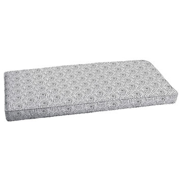 Soren Grey/White Geometric Outdoor Bench Cushion, Corded