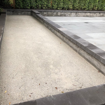 Bocce Ball Court, Pond, Granite Rocks and Dimensonal Flagstone