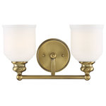 Savoy House - Melrose 2 Light Bath Bar - From Savoy House, the Melrose 2-light bath vanity bar stylishly updates classic Americana design for today's interiors. It features modern lines, soft white glass shades and a warm brass finish.