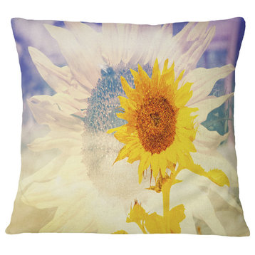 Double Exposure Yellow Sunflowers Floral Throw Pillow, 16"x16"