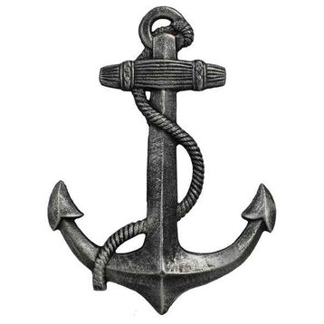 Cast Iron Anchor Key Hook, Antique Silver, 5"