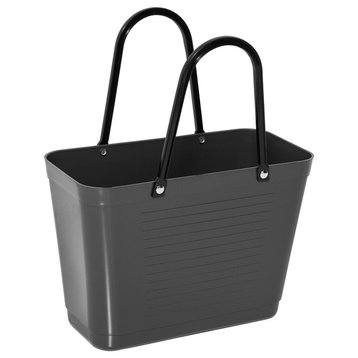 Hinza Reusable Grocery Tote Bag From Sweden - Recyclable or Green Plastic 2 size, Dark Grey, Mini