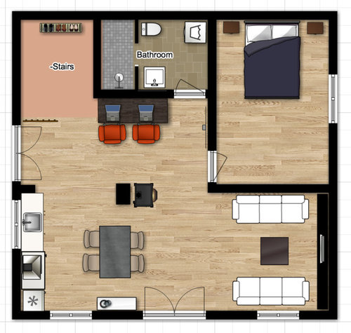 Need help with open space kitchen - living room