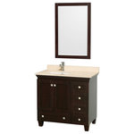 Wyndham Collection - Acclaim 36" Espresso Single Vanity, Ivory Marble Top, Um Sq Sink, 24" - Sublimely linking traditional and modern design aesthetics, and part of the exclusive Wyndham Collection Designer Series by Christopher Grubb, the Acclaim Vanity is at home in almost every bathroom decor. This solid oak vanity blends the simple lines of traditional design with modern elements like square undermount sinks and brushed chrome hardware, resulting in a timeless piece of bathroom furniture. The Acclaim is available with a White Carrara or Ivory marble counter, porcelain sinks, and matching Mrrs. Featuring soft close door hinges and drawer glides, you'll never hear a noisy door again! Meticulously finished with brushed chrome hardware, the attention to detail on this beautiful vanity is second to none and is sure to be envy of your friends and neighbors!