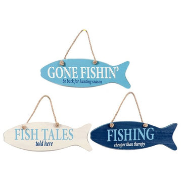 Fish Tales Gone Fishing Cheaper Than Therapy Shaped Fishing Signs Set of 3