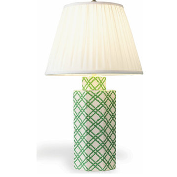 Bamboo Trellis Hex Lamp - Green