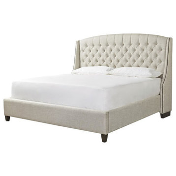 Catania Modern / Contemporary Halston King Upholstered Bed in Linen