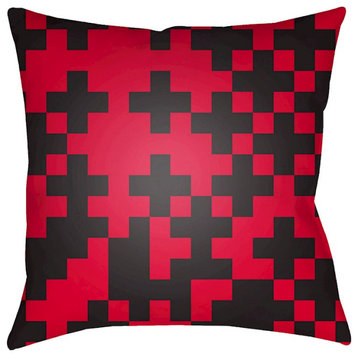 Scandinavian by Surya Poly Fill Pillow, Black/Bright Red, 22' x 22'