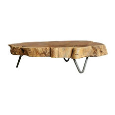 5 Feet Coffee Tables Houzz 20lx13wx5h Raw Edged Wood Slab W Metal Feet