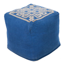 Blue & Gray Square Pouf - Floor Pillows And Poufs