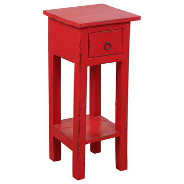 Sunset Trading Cottage Narrow Side Table, Distressed, Red